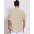 thumbnail image 3 of DARING DIVA Men's Texture Short Sleeve Button Down Casual Knitted Shirt S Khaki, 3 of 7