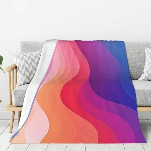 Colorful Wave Gradient (24) Throw Blanket for Stylish Warm Winter Cabin Ultra-Soft Micro Fleece Blanket, Premium Microfiber, Silky Soft, Plush, Warm and Lightweight for Couch, Sofa, Bed - 40"X30"
