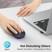 Cimetech Bluetooth Mouse, Wireless Rechargeable Mouse, LED Silent Computer Mice with Dual Mode (Bluetooth 5.1 and 2.4G), Slim Optical Mouse, Compatible with iPad, Laptop, PC, Mac, Windows-Black