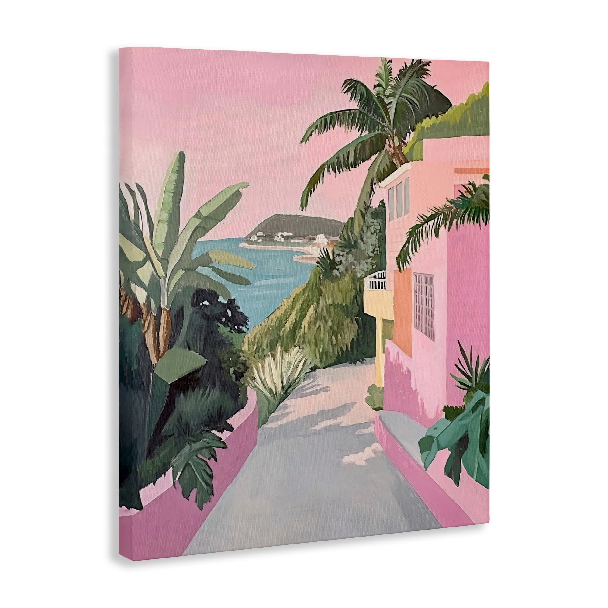 Stupell Industries Mediterranean Pink Coastal House Canvas Wall Art, design by The Prints Vibe