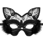 Acekar Venetian Masquerade Mask Luxury Black Cat Lace Mask for Fancy Dress Christmas Halloween Costume Party Girls Women (Black Cat Mask)