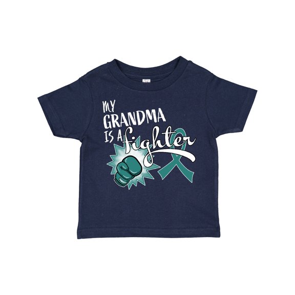 Inktastic Ovarian Cancer Awareness My Grandma is a Fighter Boys or Girls Toddler T-Shirt