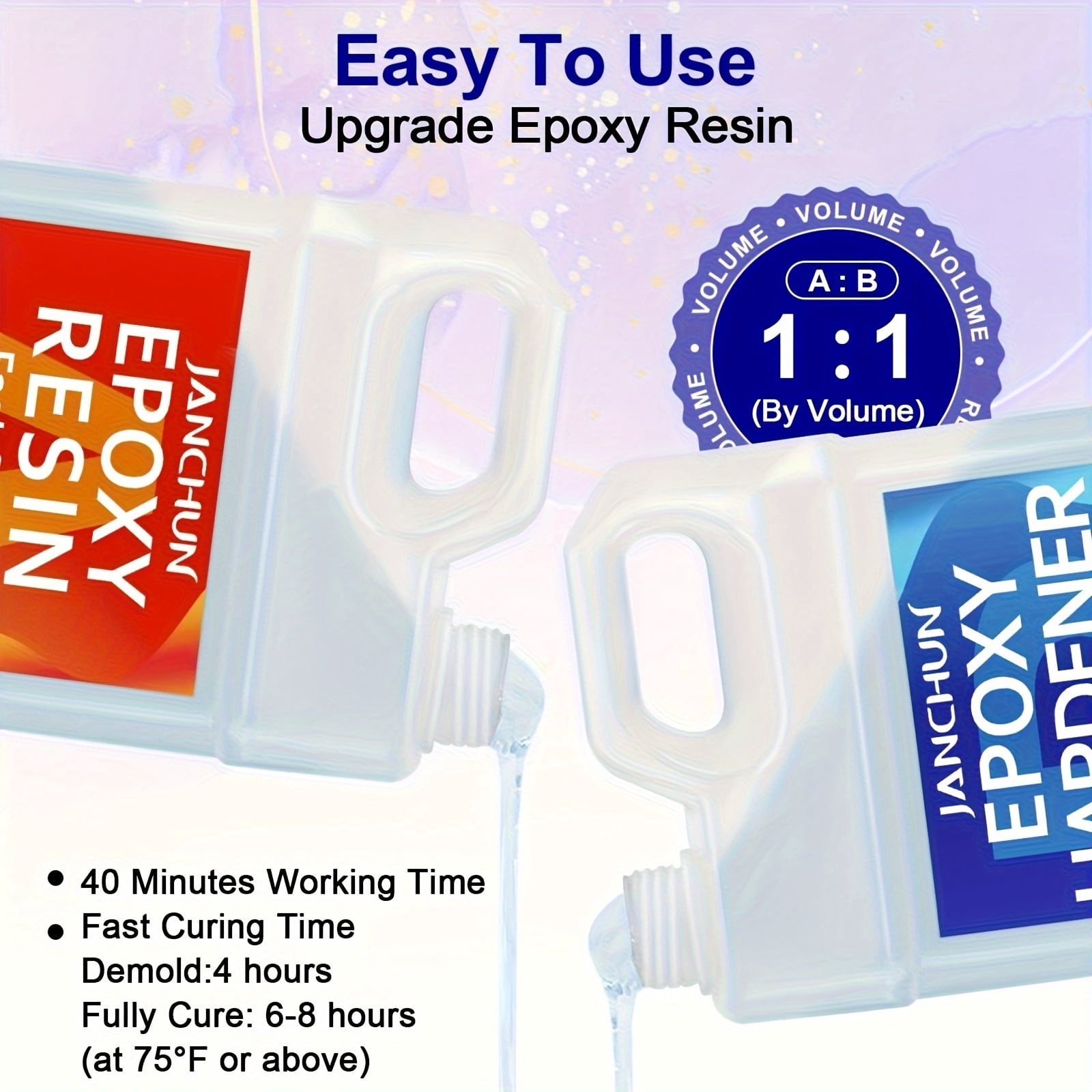 Crystal Clear Epoxy Resin Kit 2 Gallon, Bubble-Free, Anti-Yellowing, Self Leveling pour, Easy Mix 1:1 Coating and Casting Resin for Table Top,Tumbler Crafts, Art and Craft Kit