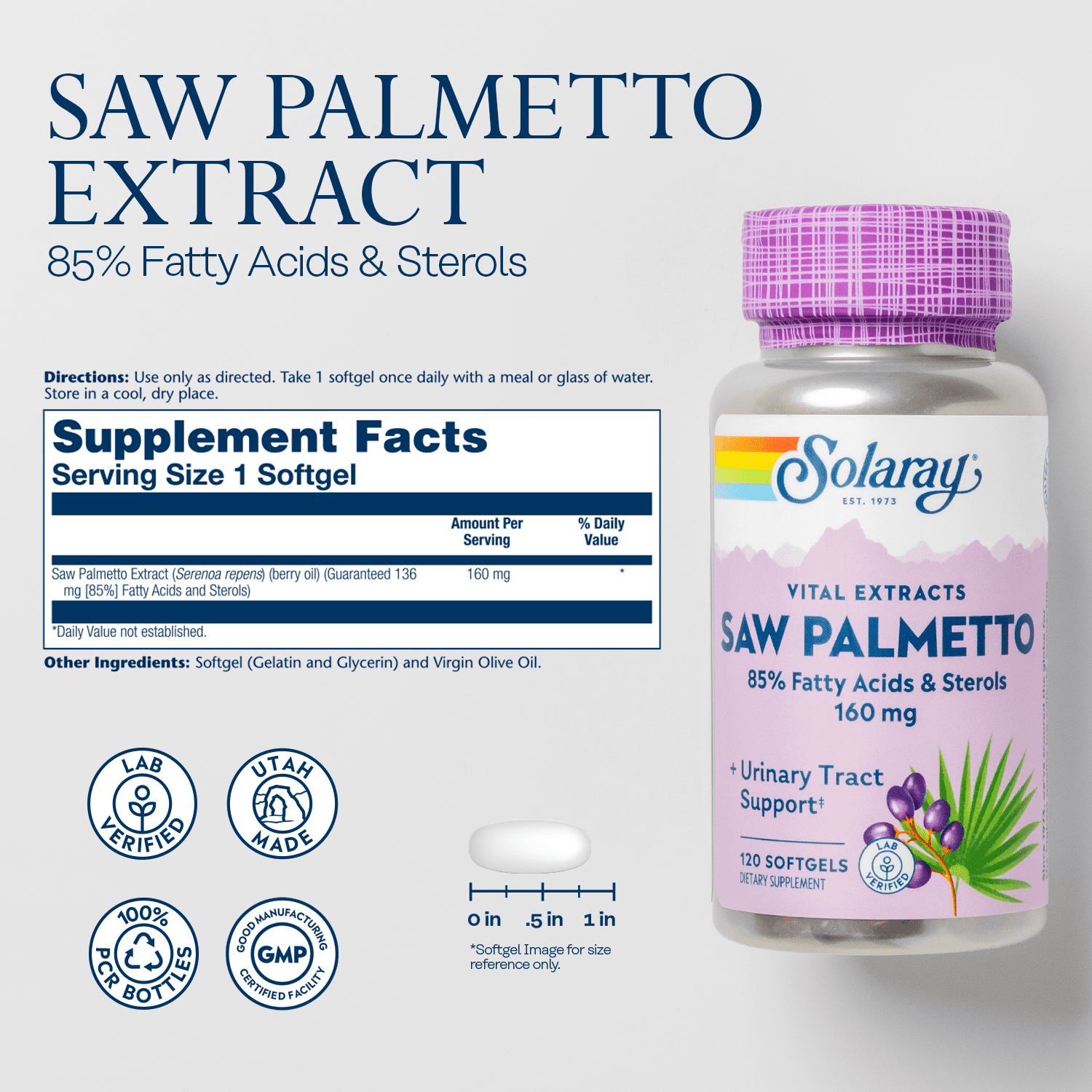 Solaray Saw Palmetto Berry Extract, 160 mg | 120 Count