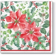 Beautiful Red Poinsettia 40pcs - Christmas Paper Lunch Napkins