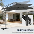 thumbnail image 2 of 10ft Large Patio Umbrella with Base, Outdoor Offset Cantilever Umbrella with Crank Handle, UV Water Resistant Adjustable Tilt Heavy Duty Metal Frame for Garden Backyard Terrace, Gray  RLB, 2 of 6