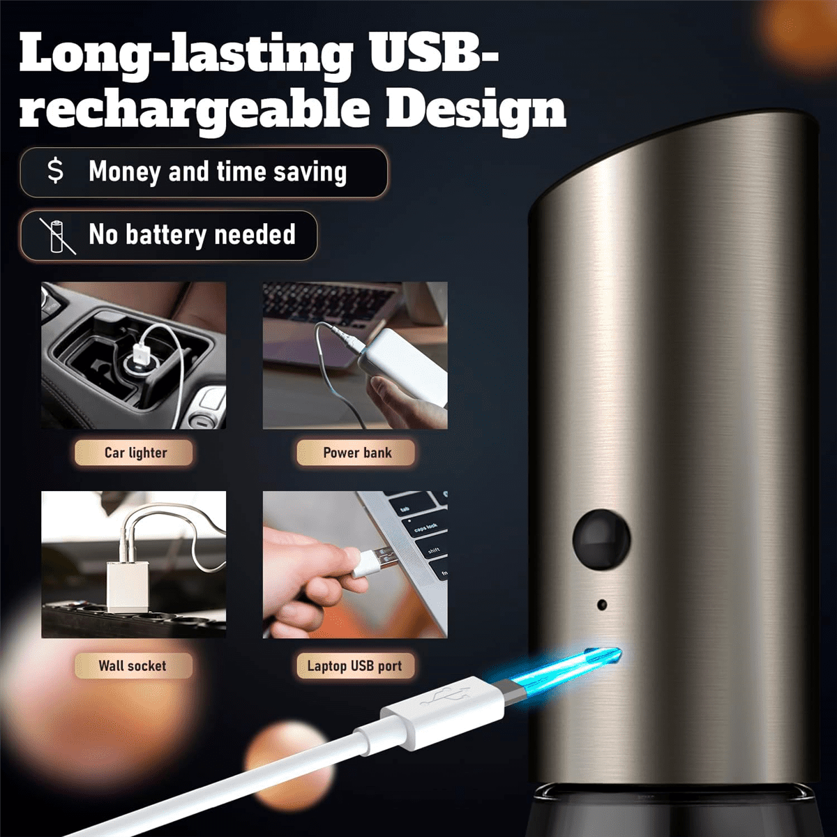 Electric Salt and Pepper Grinder Set with Bamboo Base, Adjustable Coarseness - Automatic Salt and Pepper Shakers