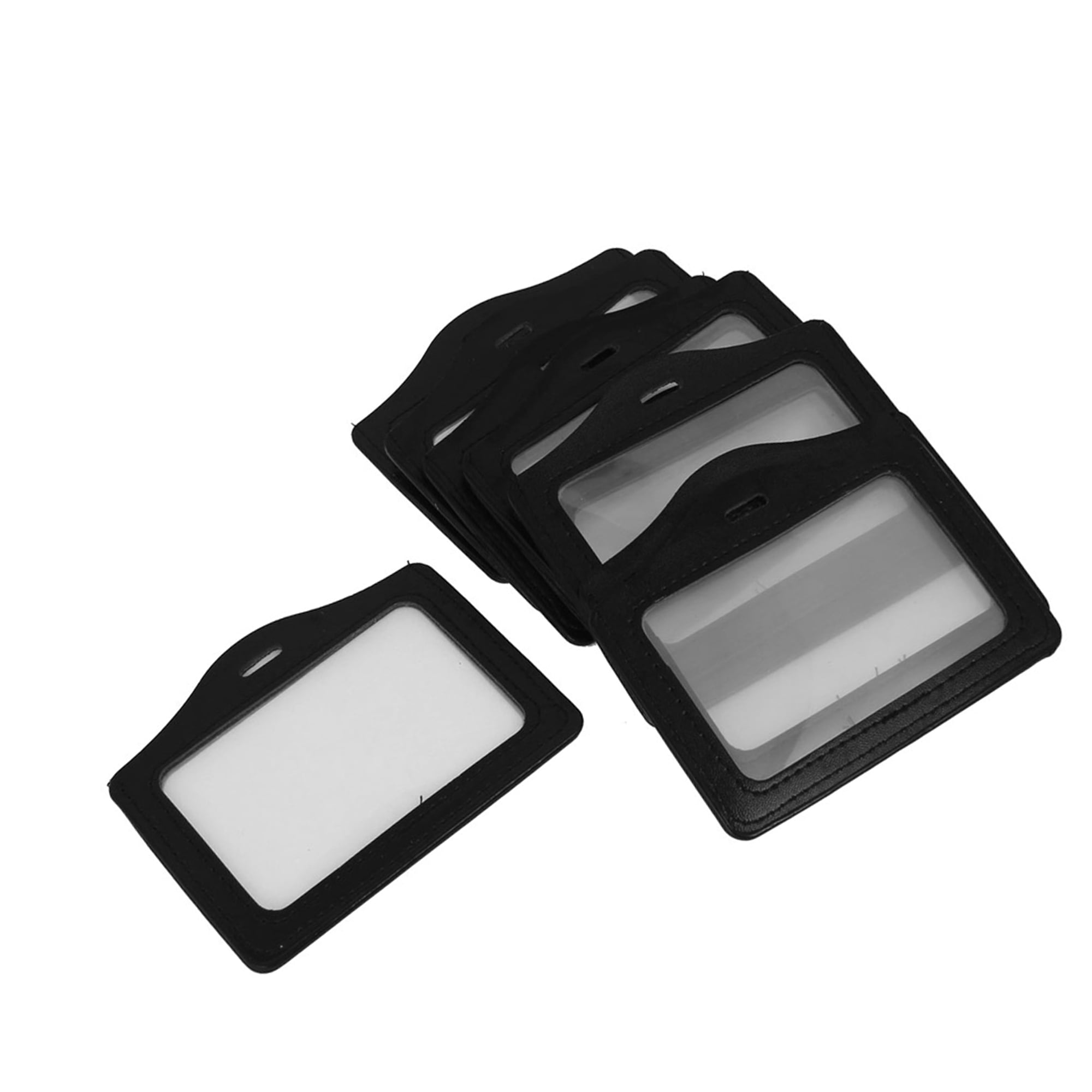 Unique Bargains Faux Leather Horizontal Name Tag Employee ID Work Badge Card Holder 10pcs