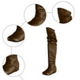 thumbnail image 3 of Rokment Slouchy Thigh High Boots for Women 2025 Fall Winter Metallic Fashion Round Toe Flat No Heel over The Knee Long Tall Dress Boots Khaki Size 6, 3 of 5
