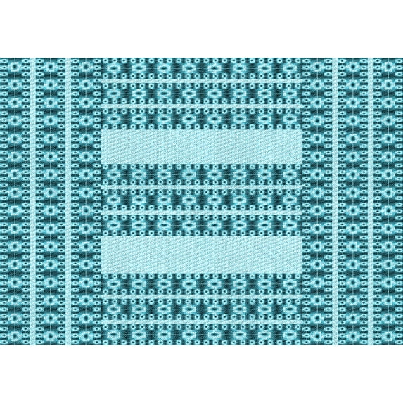 Ahgly Company Indoor Rectangle Patterned Dark Cyan Green Area Rugs, 2' x 5'