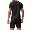 thumbnail image 4 of Stamzod Sweat Suits Men Short Sets Outfits 2 Piece Summer Solid Color Short Sleeve Tshirt and Shorts Set Casual Activewear Plus Size Tracksuit for Gym Running Black S, 4 of 7