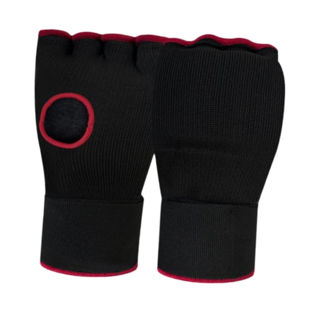 Vendas para manos de boxeo, guantes interiores acolchados, protección para manos, cómodas vendas para boxeo, correas de muñeca rápidas para ejercicio Negro y rojo
