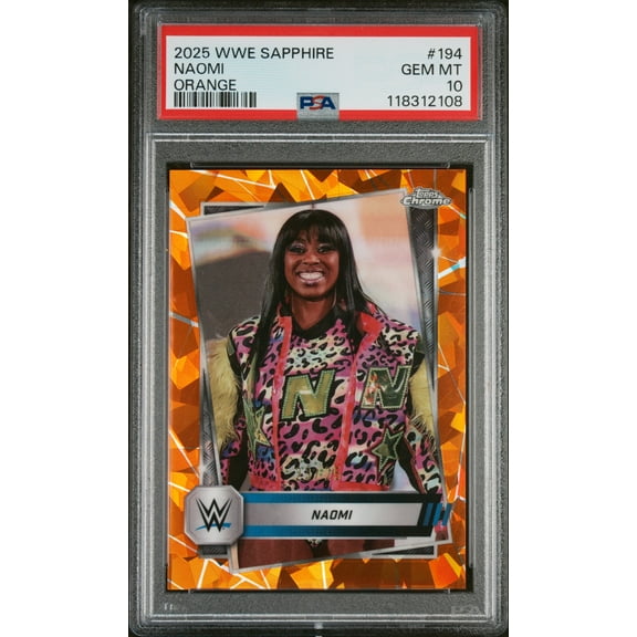 2025 Topps Chrome Sapphire Edition WWE Orange Naomi #194 /50 PSA 10