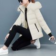 thumbnail image 6 of Maqroz Winter Jackets Women Warm Padded Parka Puffer Jacket Quilted Short Down Coat Thick Parkas Warm Zip Up Jackets with Faux Fur Hood Outerwear, Beige L, 6 of 7