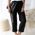 thumbnail image 5 of Pantalones rectos de mujer, pantalones casuales con cintura elástica y bolsillos, 5 of 5