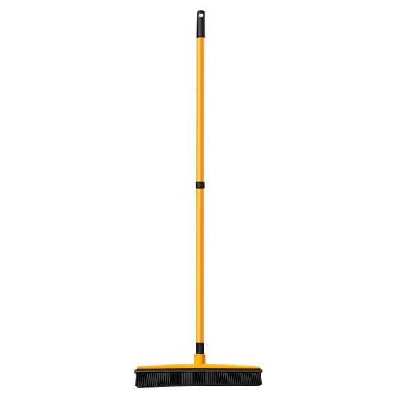 Pet Hair Rubber Floor Brush and Sweeper, Telescopic Hand Mop, Hair and Lint Remover for Carpet, Hardwood, Tile, Upholstery, Built-In Squeegee, Washable and Reusable, Easy Pet Hair Cleanup