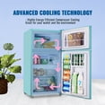 thumbnail image 2 of WANAI 100L Small Refrigerator with Freezer on Top Double Door Mini Fridge with Adjustable Temp Control Blue, 2 of 9