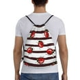 thumbnail image 2 of Bingfone Ladybugs On Black And White Striped1 Drawstrings Backpacks Bags For Men Women Gym Drawstrings Bag, 2 of 9