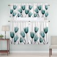 thumbnail image 5 of Teal Tulip Curtain Valances Set X-ray Flower Transparent Floral Plant Kitchen Curtains 36&nbsp;inch Length Rod Pocket Valance and Tiers 3 Piece Set Small Bedroom Bathroom Laundry Decor, 5 of 9