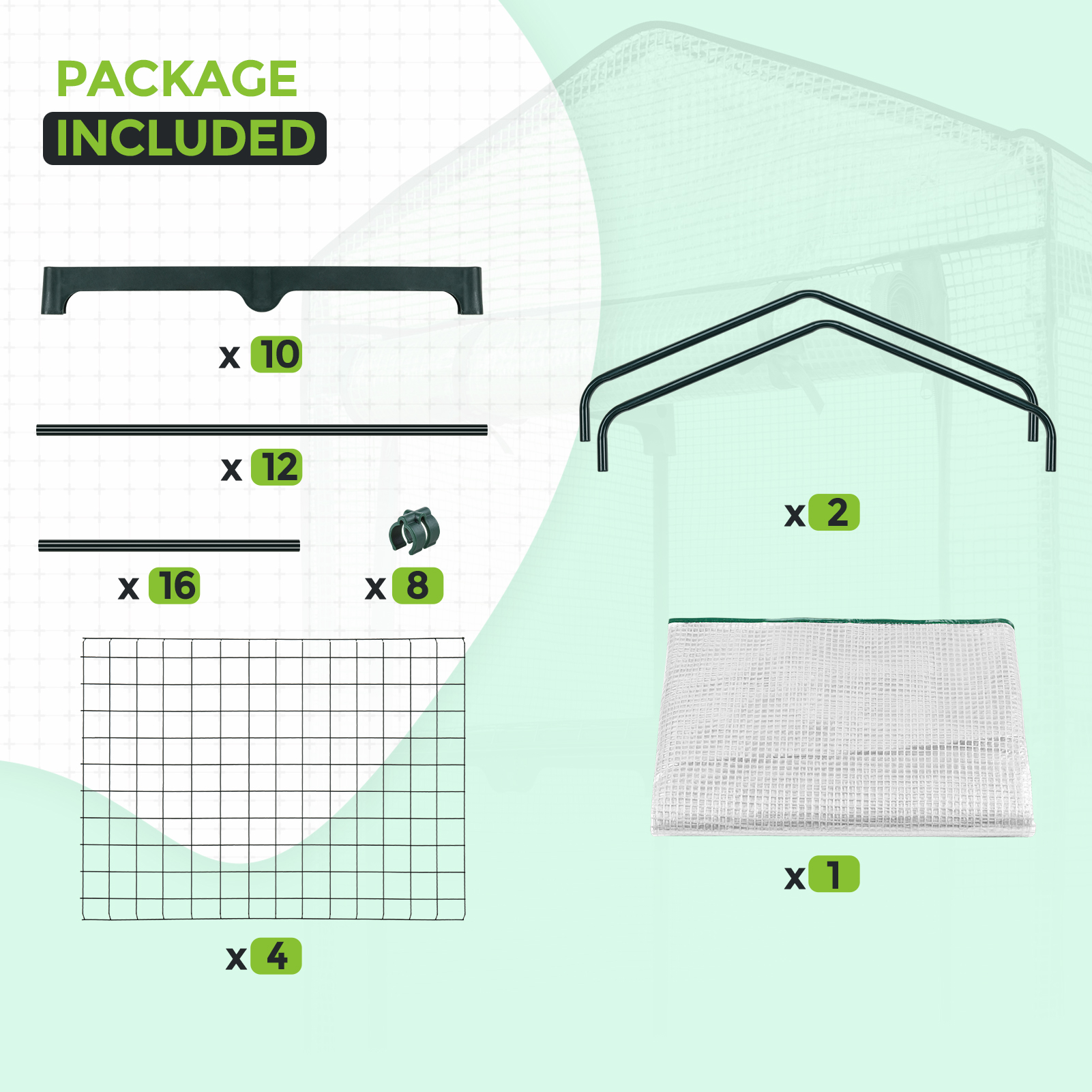 EAGLE PEAK Mini Greenhouse with Wire Shelves, Portable Green House with Roll-Up Zipper Door, 4 Tier, Clear/White PE Cover
