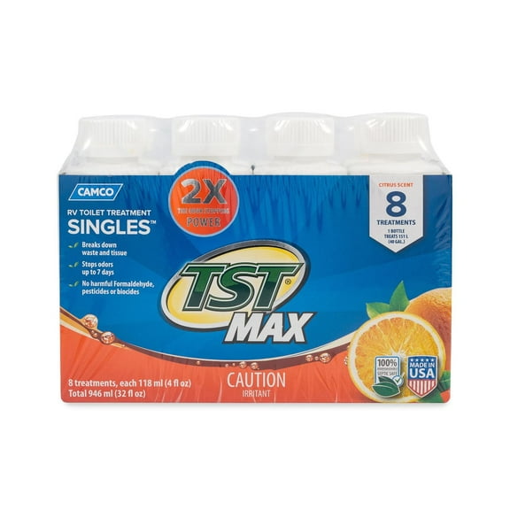 Camco 41198 TST Max Traitements Individuels Pour Toilette De VR Singles - Parfum D'Agrumes, 8 Traitements