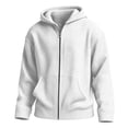 thumbnail image 2 of Hsovts Mens Waffle Knit Full Zip Hoodies Loose Pocket Drawstring Jacket Winter Warm Outdoor Casual Hoodie White XL, 2 of 7