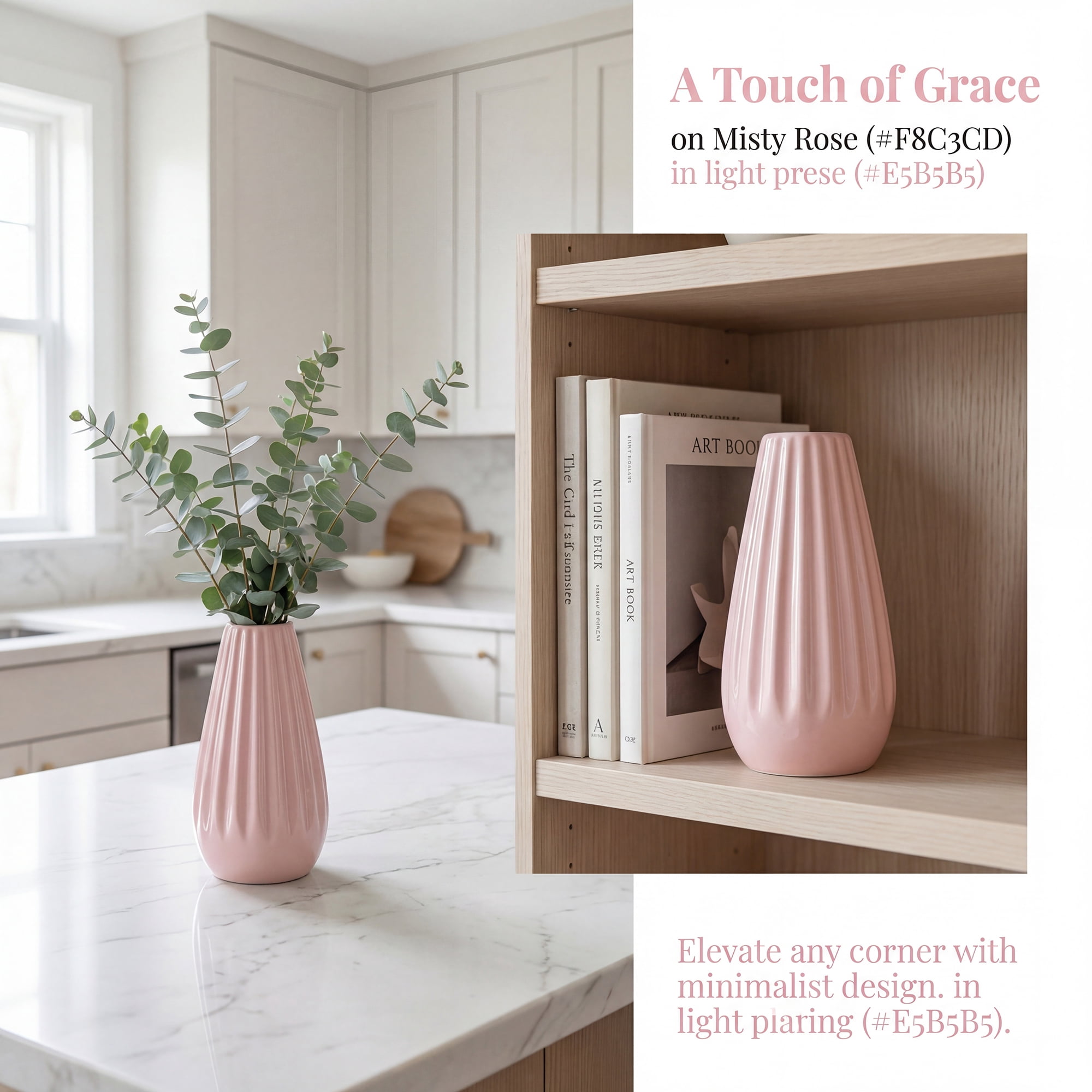 Unique Bargains Mini Ceramic Matte Ribbed Flower Vase Pink 2.4"L x 2.4"W x 5.1"H