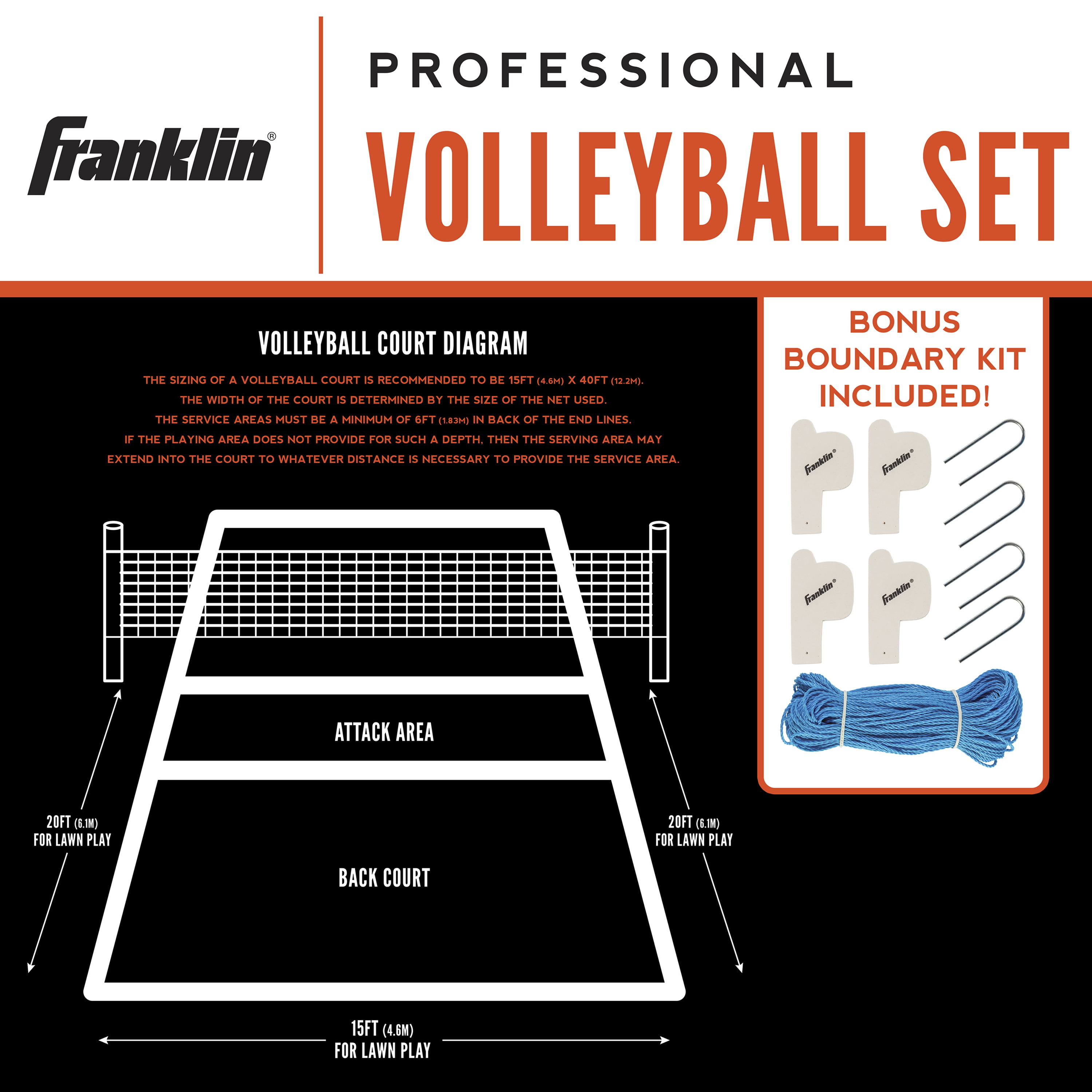 Franklin Volleyball System Professional Series Stahlpfosten Garten - Strand 