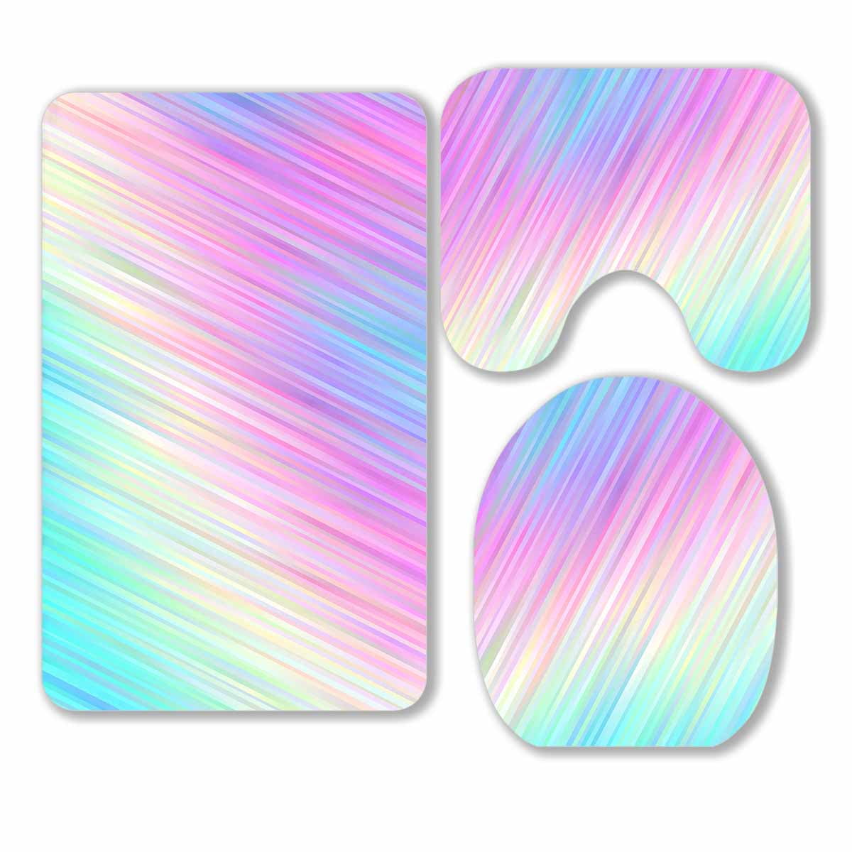 PKQWTM Gradient Stripes Pastel Rainbow Shiny Lines Neon 3 Piece