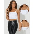 thumbnail image 2 of DARING DIVA Women's Velvet Spaghetti Strap Glitter Sequin Cami Top L White, 2 of 6