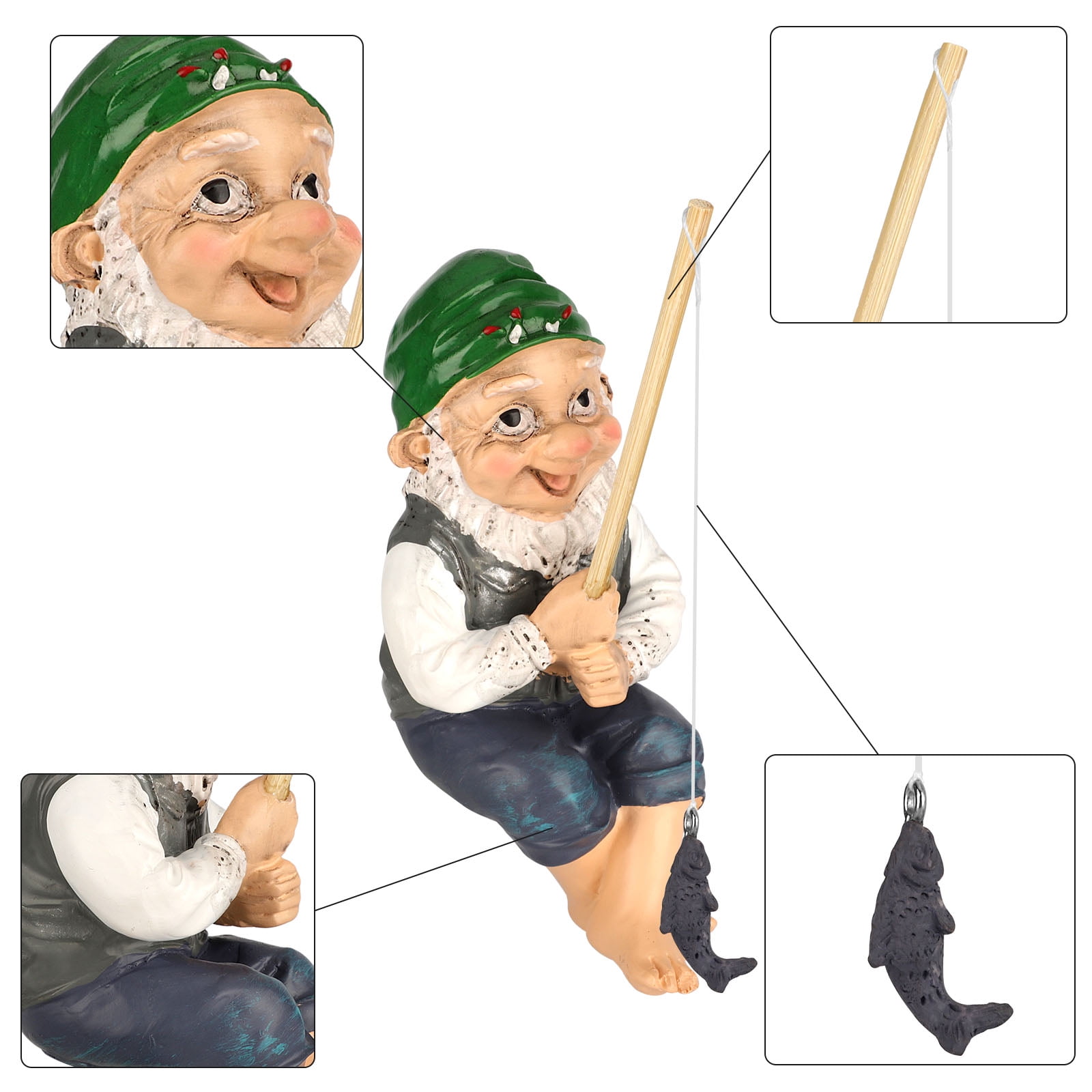 Resin Garden Fishing Gnomes Statue, TSV Outdoor Elf Fishing Polyresin  Figurine, Little Gnomes Statues Yard Decor, Funny Home Lawn Dwarf Sculpture  Ornament, 5.5 x 3.1 x 3.9 