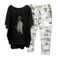 thumbnail image 1 of Hauts à Manches Courtes pour Femmes Ensemble Chemise + Pantalon Imprimé Col Rond Manches Courtes pour Femmes, 1 of 5