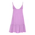thumbnail image 5 of JUNWELL Robes d'Été pour les Femmes Boho Couleur Unie V Cou Spaghetti Sangle Mini Robe Décontractée Volants Ourlet Fluide Robe de Plage, 5 of 5