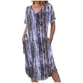 thumbnail image 1 of Felwors Femmes Nouvelle Mode d'Été Fendue V Robe à Manches Courtes Imprimé, 1 of 8
