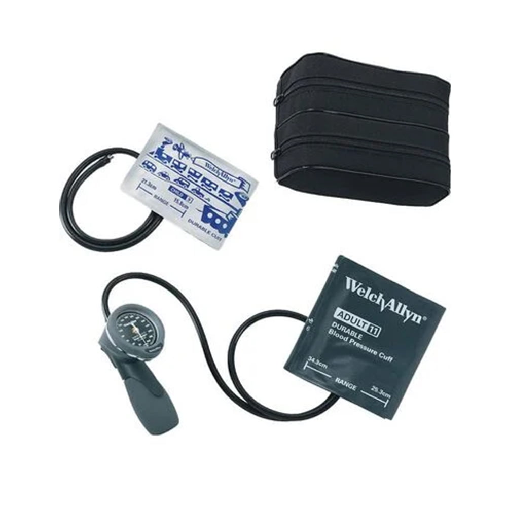 Welch-Allyn Aneroid Sphygmomanometer Unit DuraShock 1-Tube Pocket Aneriod Adult Size 11 Cuff- DS45-11