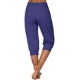 thumbnail image 6 of Fengqque Women's Solid Color Fashion Casual Elastic Waist Slim Fit Capri Pants Sweatpants with Pockets Navy 10(XL), 6 of 6