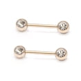 thumbnail image 4 of Nipple Ring Anodized Titanium 14G Nipple Piercing Barbell Front Facing Clear CZ, 4 of 25