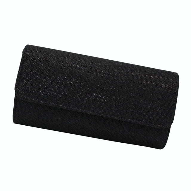 Bolso de mano de noche para mujer, elegante, rígido, con solapa, ideal para bodas y fiestas (negro)
