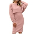 thumbnail image 4 of Babysbule Lounge Sets for Women Women's Stylish Solid Pullover Knitted Sweater Dress Suit Tracksuit Homewear, 4 of 9