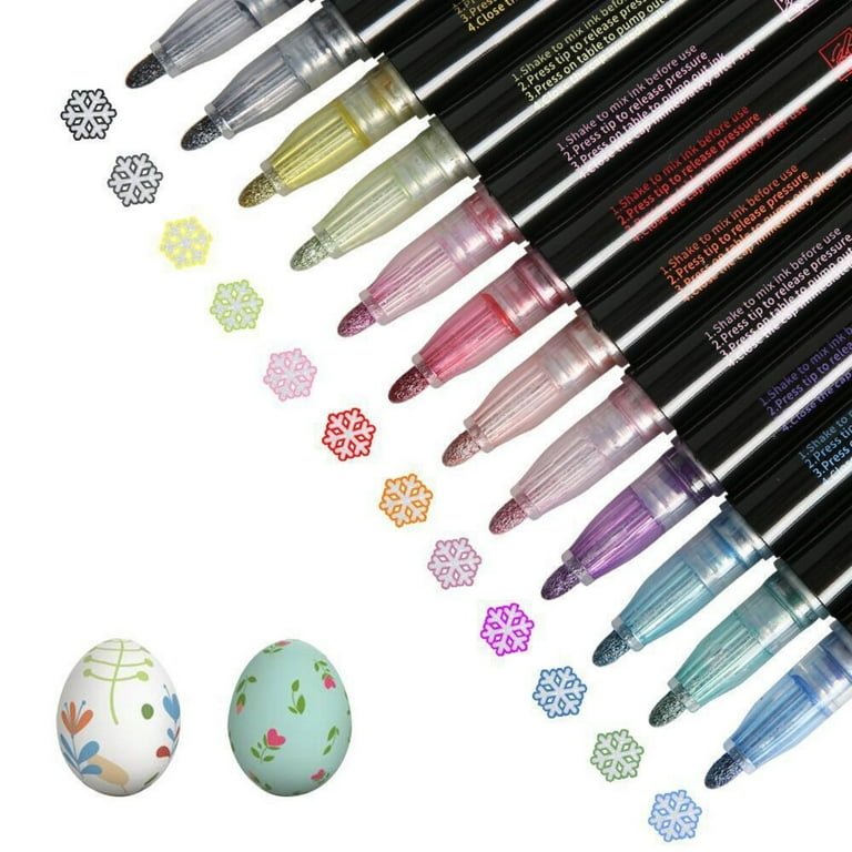 8pcs Double sparkle marker pen Coincident glitter metallic color  highlighter drawing Art pens Stationery School supplies