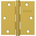 thumbnail image 2 of Schlage 1010 Pack Of Three 3.5" X 3.5" Square Corner Plain Bearing Mortise Hinges - Brass, 2 of 2