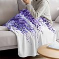 thumbnail image 3 of Purple Eucalyptus Leaf Blanket Soft Cozy Warm Throw Blanket for Couch, Plush Fuzzy Flannel Fleece Blankets for Sofa, Spring Botanical Watercolor Bed Blankets Lightweight Gifts for Women, 50"x80", 3 of 9