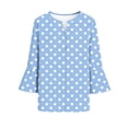 thumbnail image 7 of Edvintorg Womens Tops Polka Dot Flare 3/4 Sleeve Loose Top Fashion V Neck Casual Button Down Shirt Women's Clothing Light Blue XL, 7 of 7