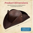thumbnail image 2 of Nicky Bigs Novelties Adult Distressed Brown Pirate Tricorne Hat Tri-Corner Tricorn Faux Leather Colonial Costume, 2 of 8