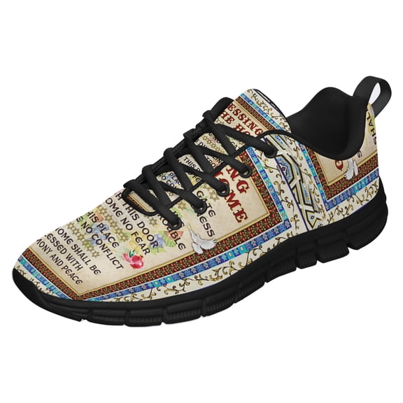 Blessing Of The Home Jewish Running Shoes Sneakers Mesh Black Size 3.5