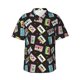 thumbnail image 1 of Balery Colorful Retro Tape Camisas hawaianas de manga corta para hombre, camisas playeras de corte holgado, camisas de vacaciones con botones,Large, 1 of 7