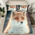thumbnail image 2 of Feelyou Kawaii Jungle Fox Queen Sheet Sets, Winter Wildlife Animal Flat Sheet, Teen Kid Child Queen Fitted Sheet, Microfiber Bedroom Decor, 4 Pieces, 2 of 7