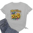 thumbnail image 5 of PNTUTB Summer 2026 Women's Mardi Gras Printed Short Sleeve Round Neck Casual Loose Comfortable T Shirt, 5 of 6