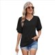 thumbnail image 1 of Camisa de Corta Abullonada para Mujer, Top de Verano, Color Negro, Talla M, 1 of 6