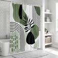thumbnail image 5 of Polyester Fabric Boho Geometric Shower Curtain, Green Ethnic Abstract Stripes Motifs Waterproof Bathtub Curtain Bathroom Decor Set with Hooks 60 x 72 Inches, 5 of 6